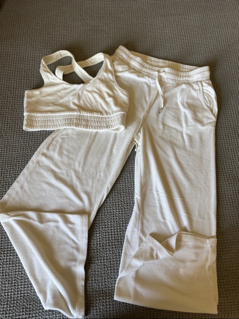 Z Supply Cream Ribbed Bralette & Drawstring Lounge Pants Set